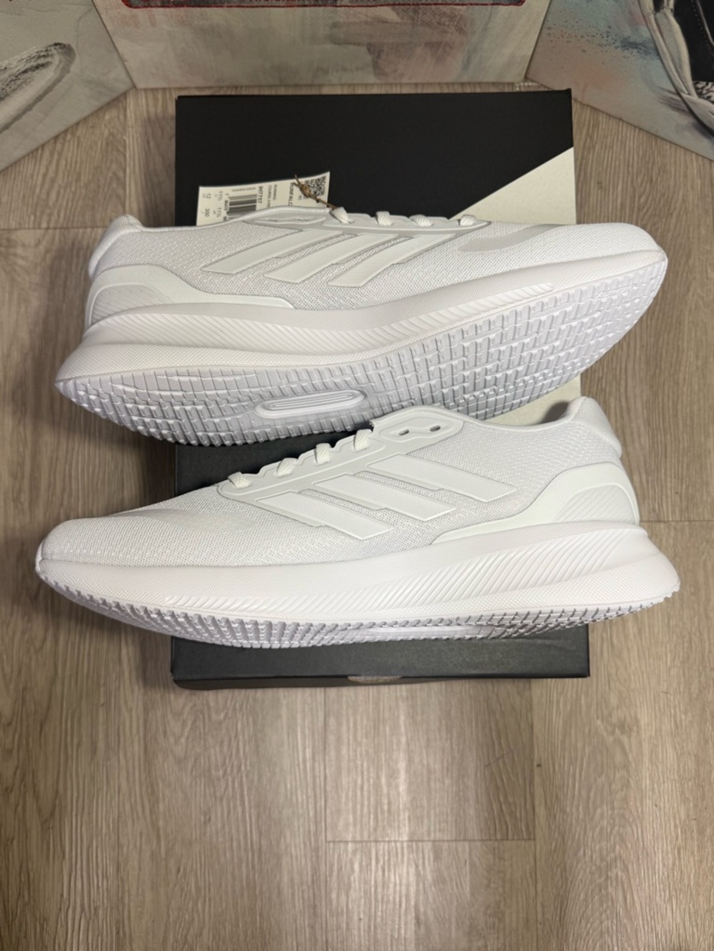 New adidas Runfalcon 5 Triple White Running Shoes Sneakers Size 11.5 Men - Picture 8 of 13